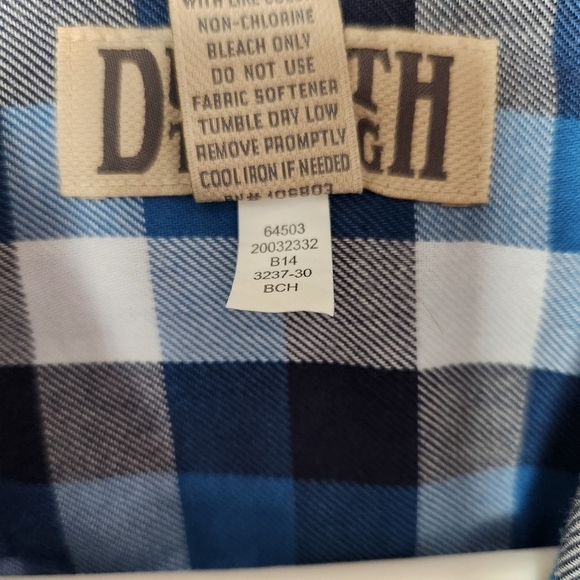 Duluth Trading Co Mens Crosscut Performance Blue Plaid Flannel Shirt-Size L - Picture 10 of 13